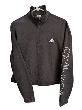 Adidas 3/4 zip cropped long sleeve top
